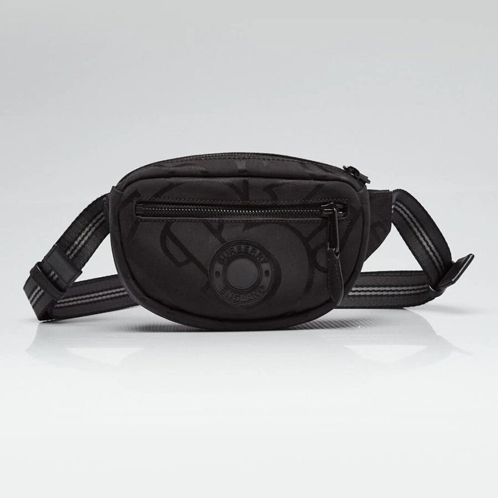 Burberry Black Cotton Embroidered Cannon Bum Bag 475-060525